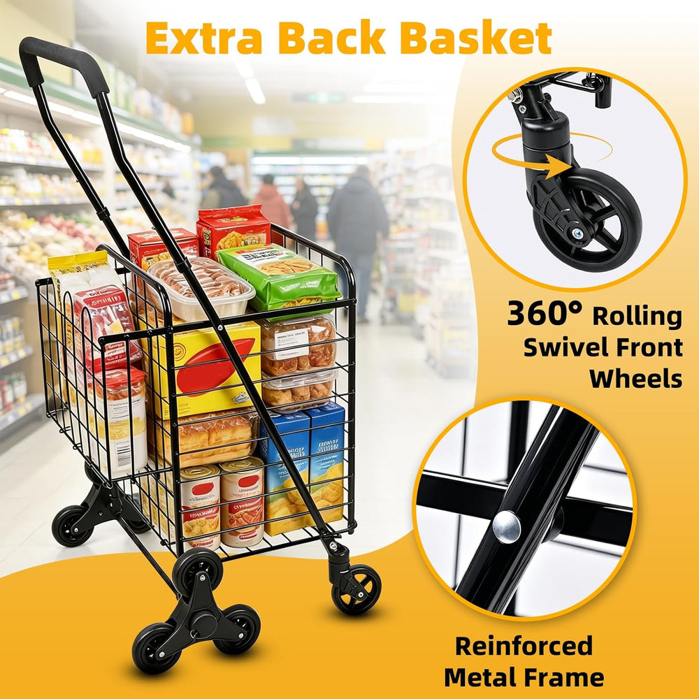 Kiffler Stair Climber Grocery Shopping Cart with 360° Swivel & Tri-Wheels