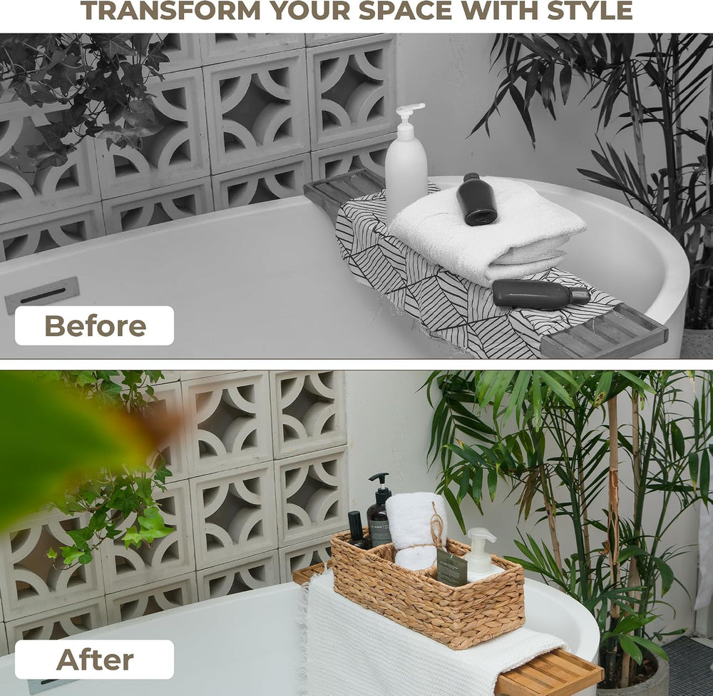 KOKODO Pack of 2 Water Hyacinth Tank Topper Storage Baskets 3 sections Woven ...