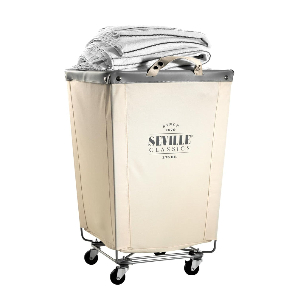 Seville Classics Large Commercial Heavy Duty Rolling Steel Frame Laundry Hamp...