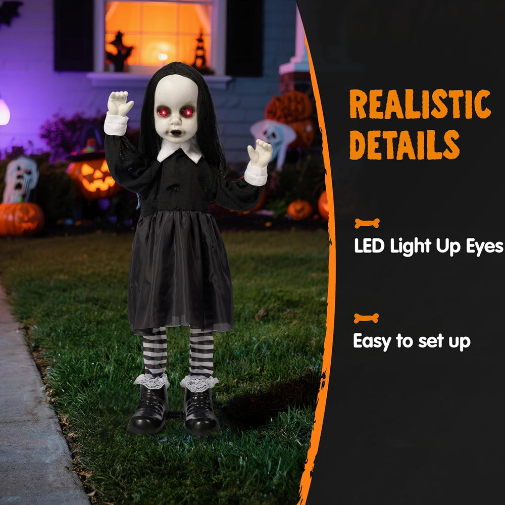 JOYIN Scary Halloween Decorations Outdoor, Black Zombie Girl Ghost Animatroni...