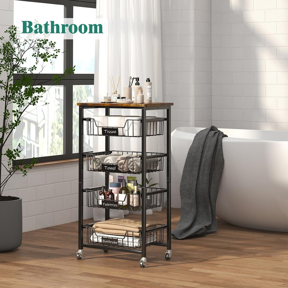 XYZLVSI Kitchen Storage Cart on Wheels, 5 Tier Fruit Vegetable Basket Rack