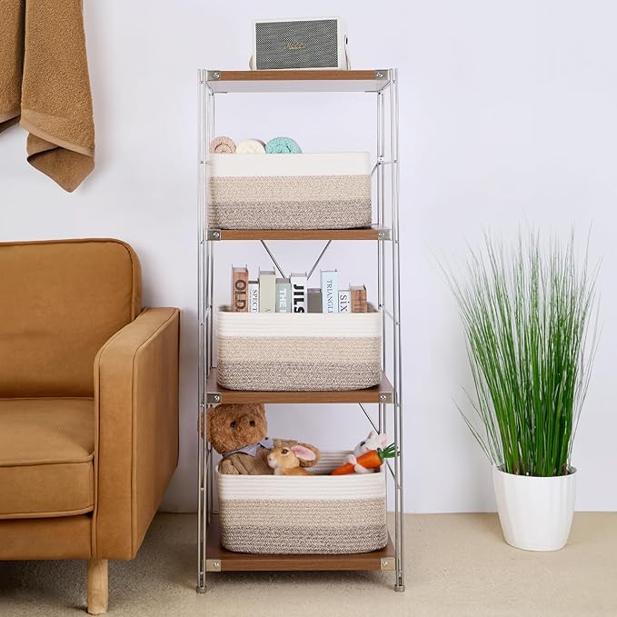Large Storage Baskets for Organizing, Closet Shelf Baskets for Clothes Blanke...