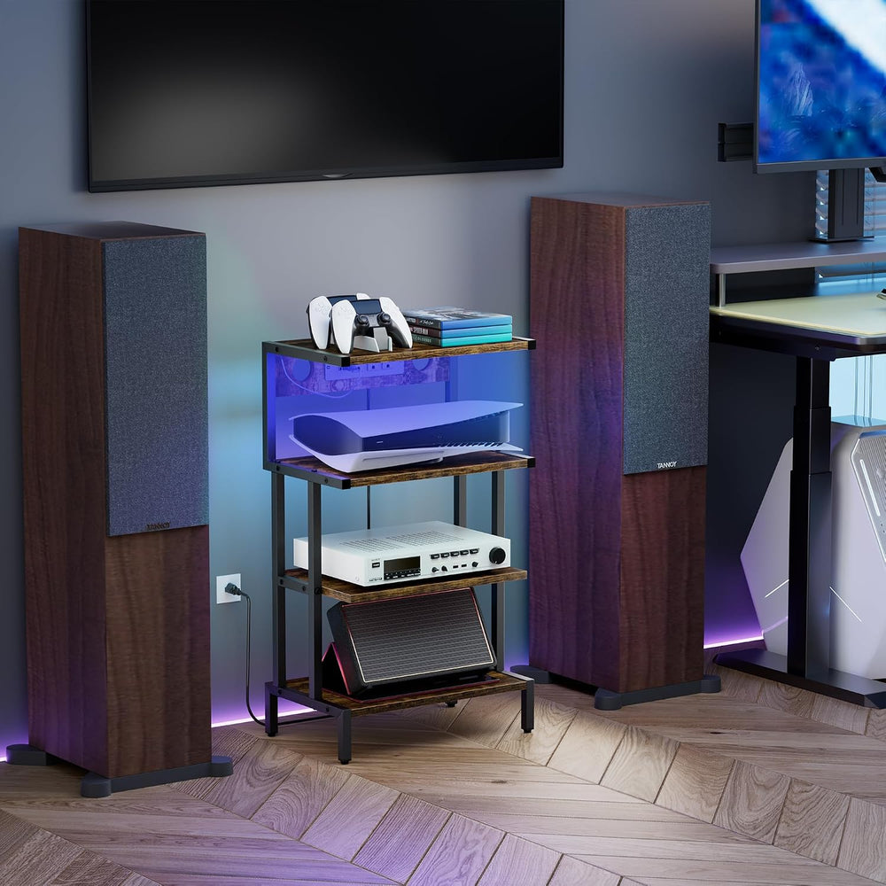 Aquzee 4-Tier Video Game Console Shelf, Stereo Racks - Media Stand