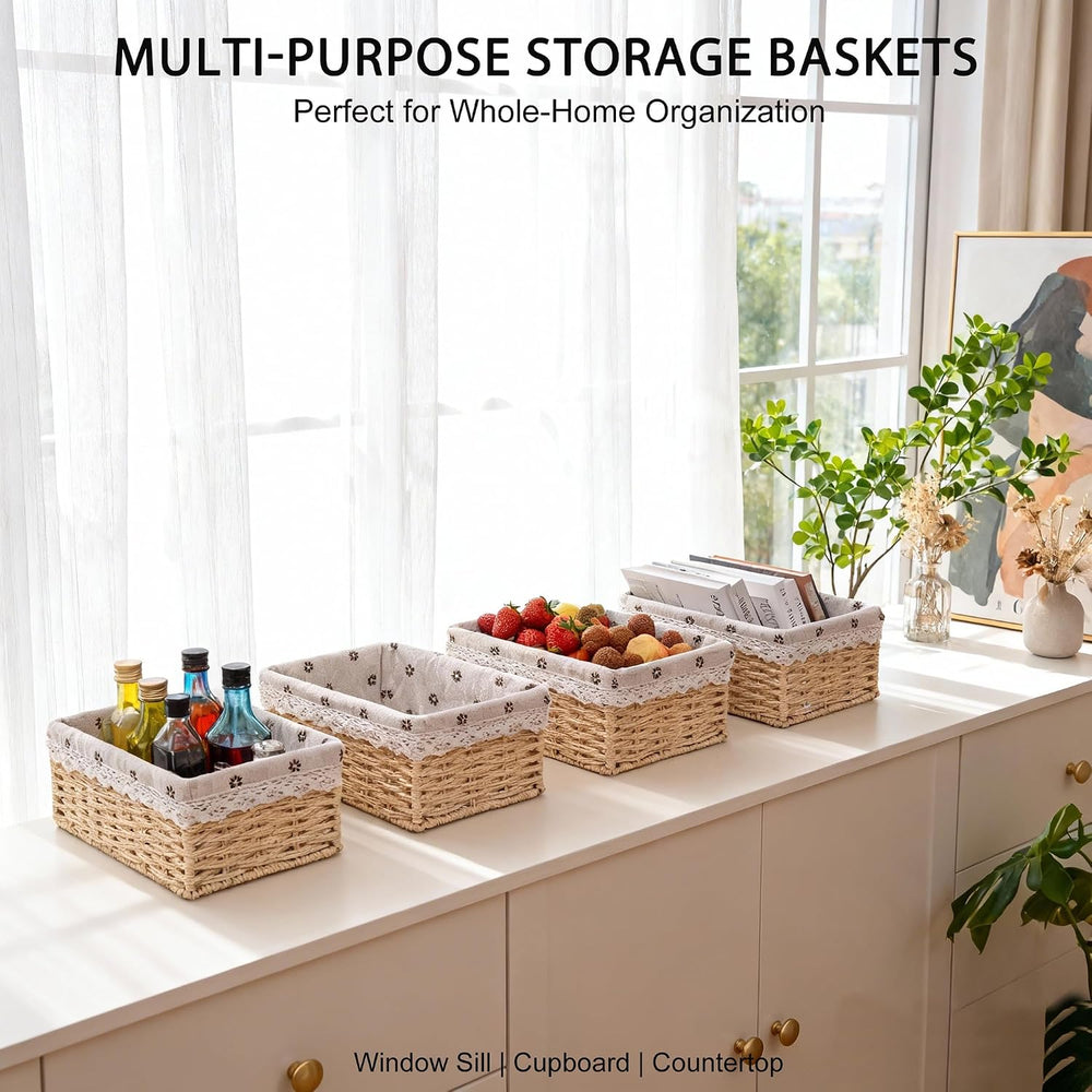 4-Pack Cute Woven Small Paper Rope Baskets