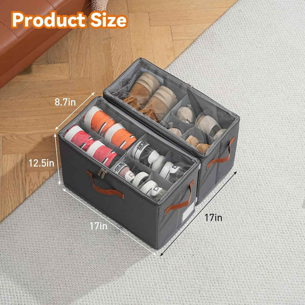 Shoe Organizer for Closet, Fits 32 Pairs, Gray, 4 Pack