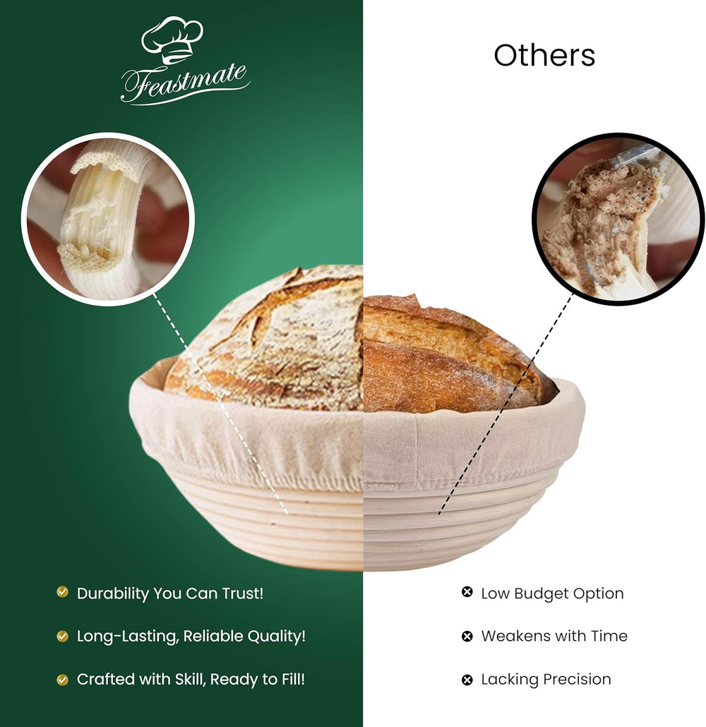 Sourdough Starter Kit - Banneton Bread Proofing Basket Set with Liners, Sourd...