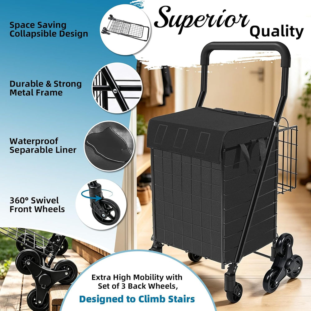 Stair Climber Grocery Shopping Cart with Waterproof Line