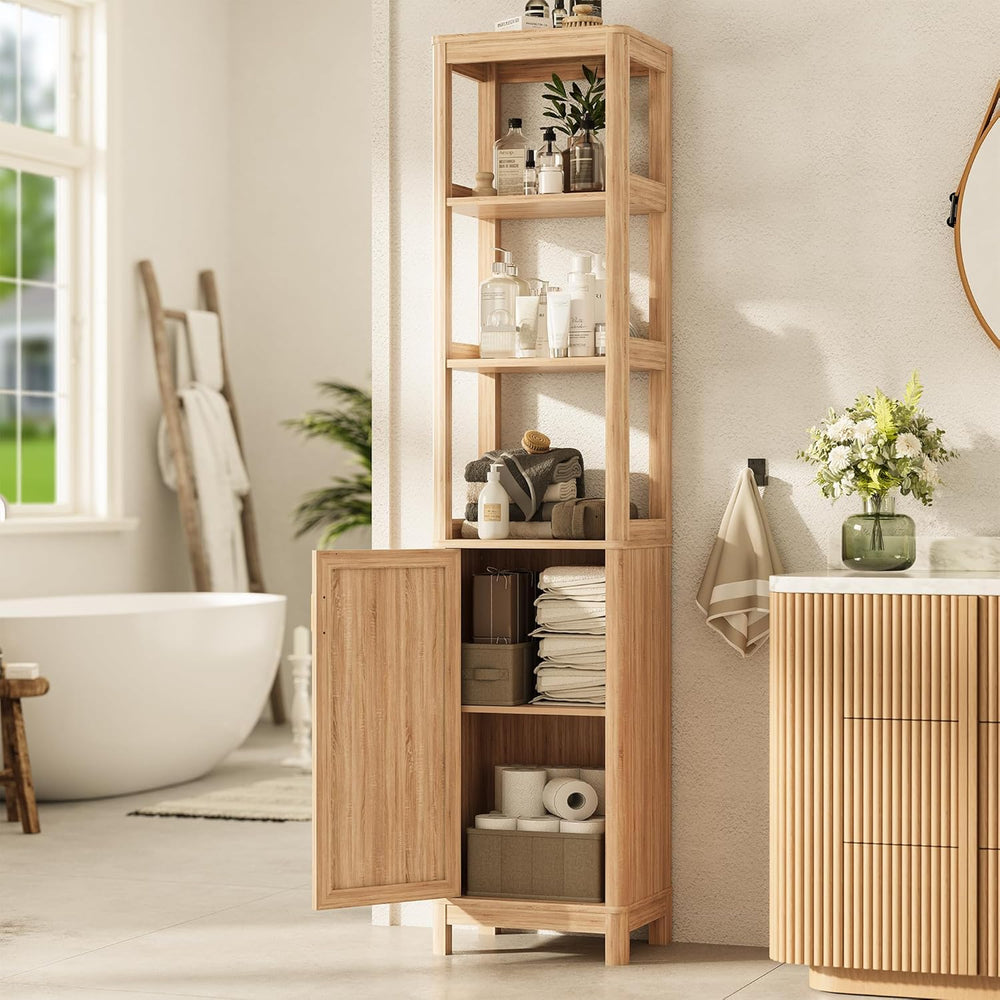 68'' Tall Narrow Storage Cabinet with Adjustable Shelf and Door, Bath...