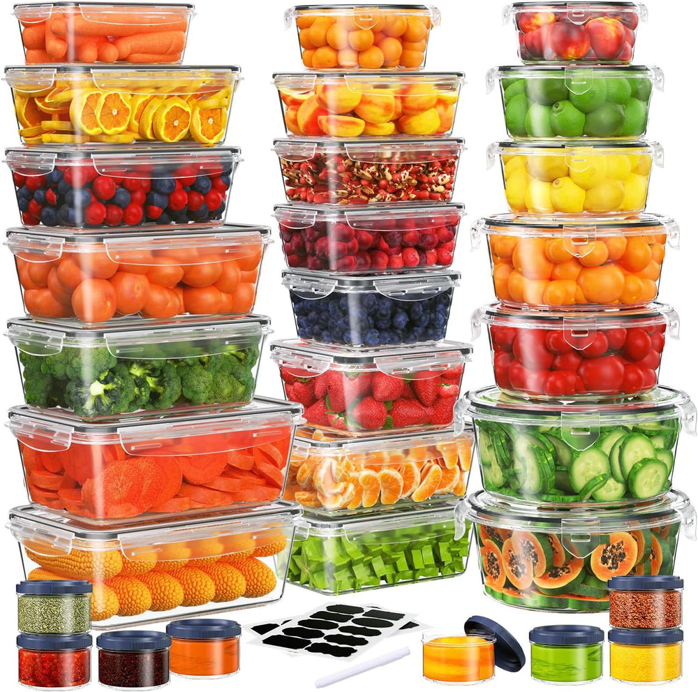 60-Piece Large Food Storage Containers Set - Leakproof, BPA-Free Plastic with...
