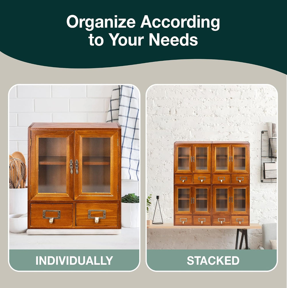 Stackable Modular Set of 4 Mini Cupboards - 8-Drawer Pantry Storage Cabinet -...