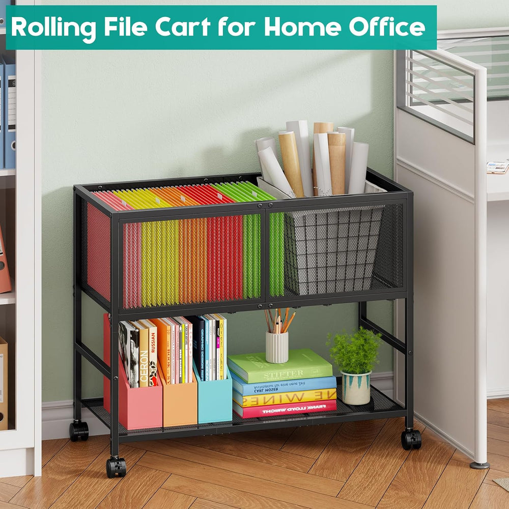 Rolling File Cart with Wheels, Open File Cabinet for Letter Size