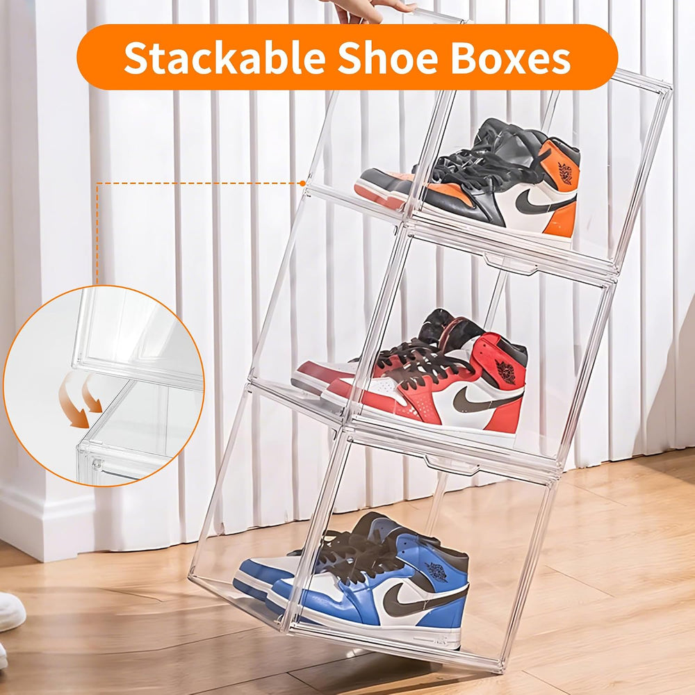 3 Pack Clear Acrylic Sneaker Shoe Display Case,Shoe Storage Boxes Stackable,A...