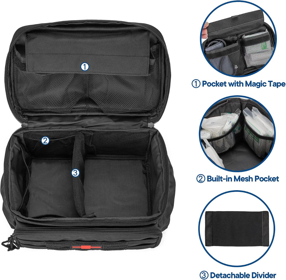 Damero Small Medicine Storage Bag Empty, Family First Aid Box with Divider