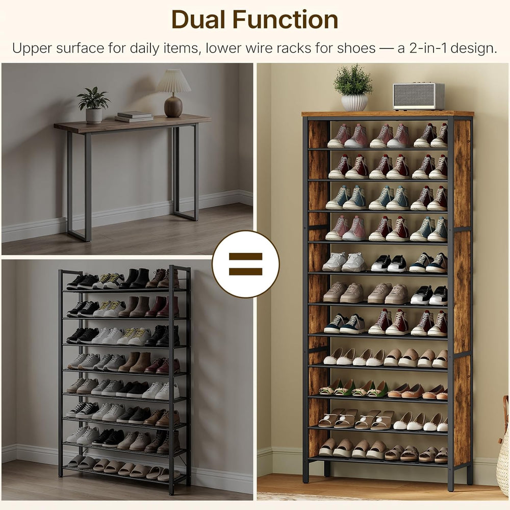YATINEY 12-Tier Tall Shoe Rack, Large Shoe Storage Organizer for Closet