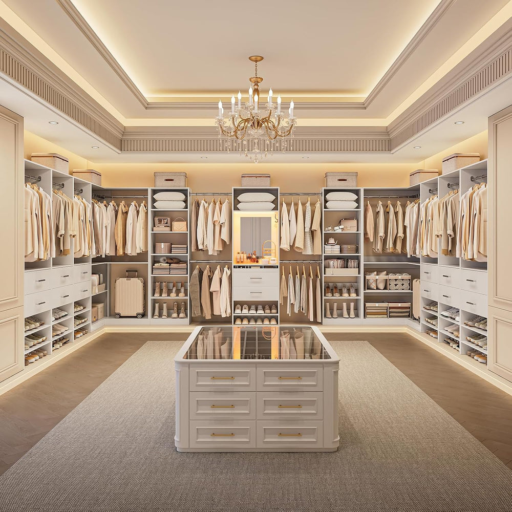 W4 Closet System with Stepless Dimmable LED Light & Glass Mirror
