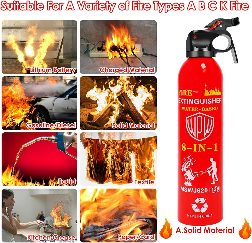 Portable 8-in-1 Water Based Fire Extinguisher for Home Car 3 Pack 21oz Each