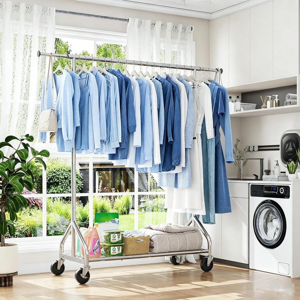 Simple Trending Heavy Duty Clothes Rack, Extensible Clothing Rack, Chrome