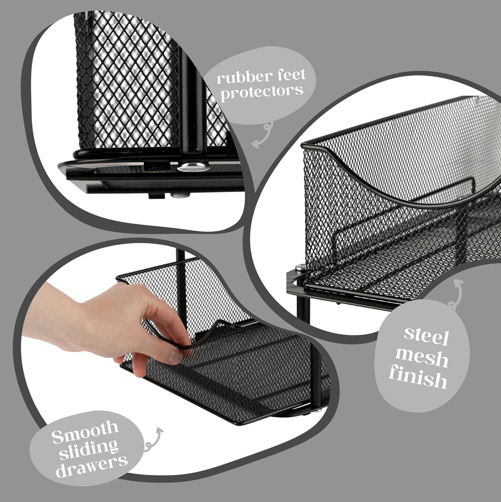 Sorbus Pull-Out Under Sink Organizer, Mesh Construction (Black, 2 Pack)
