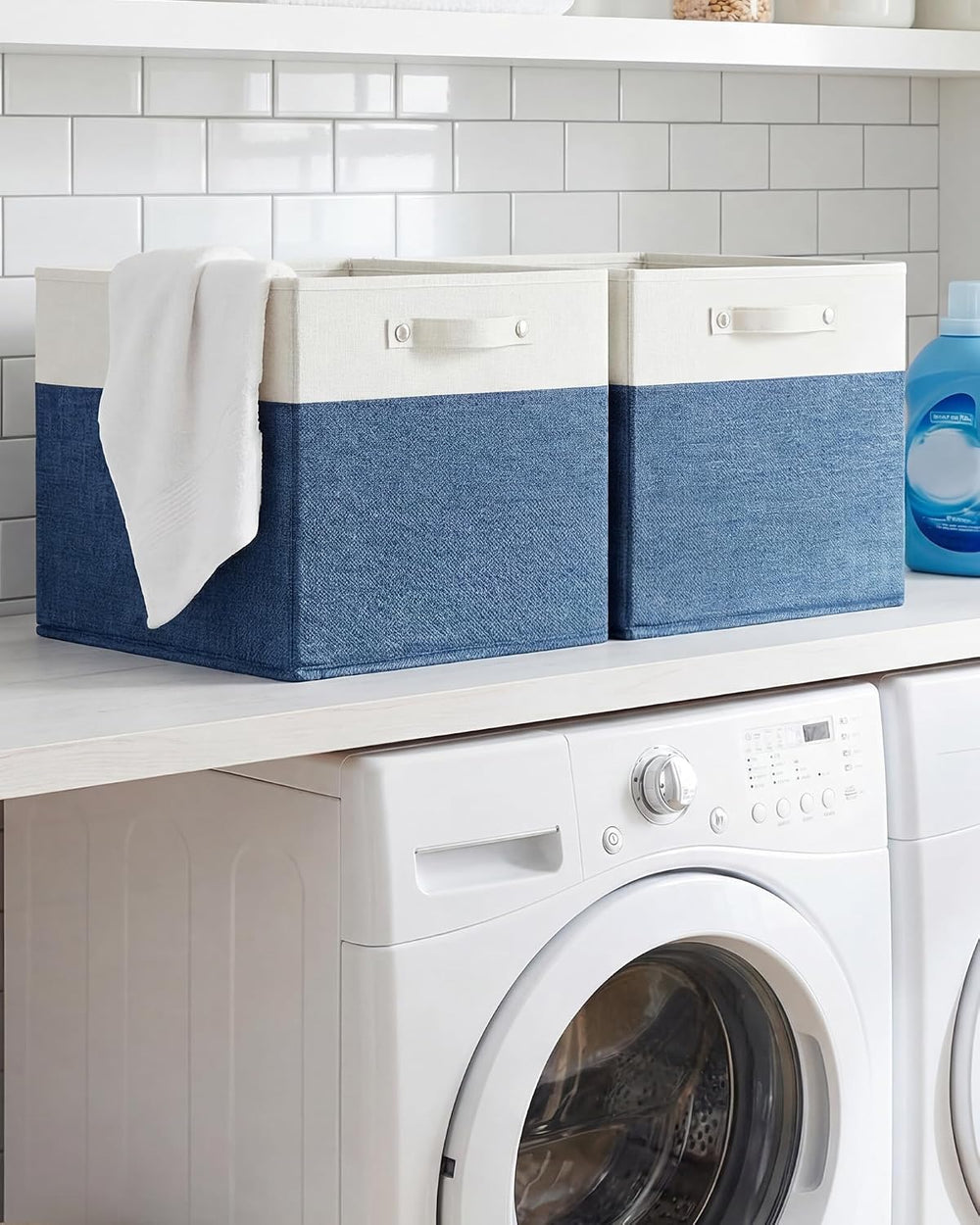 FinishingBo 13 inch Cube Storage Bins with Handles 4 Pack