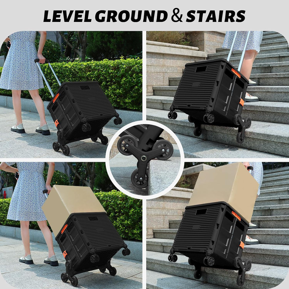 FELICON SELORSS Folding Utility Climber Cart Portable Rolling Crate-Black