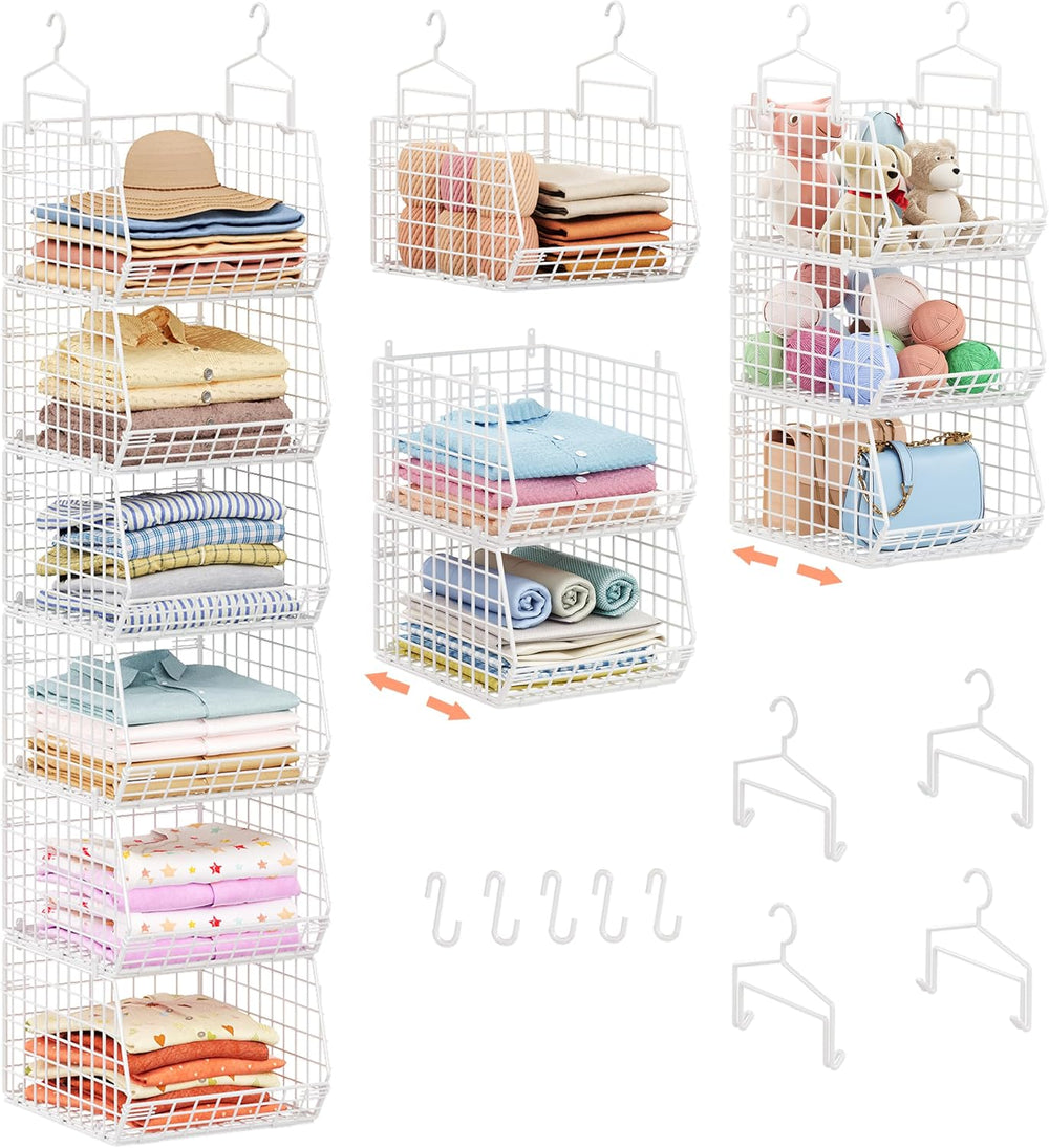 6 Tier Extended Depth Hanging Closet Organizer, Closet Storage Hanging Shelve...