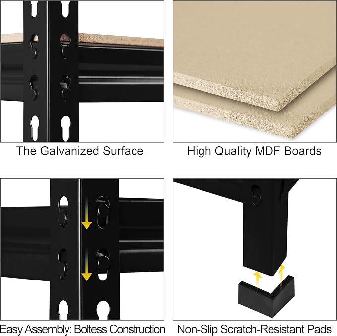 PrimeZone Storage Shelves 2 Pack 5 -Tier Heavy Duty Shelf, 1325 lbs /Pack
