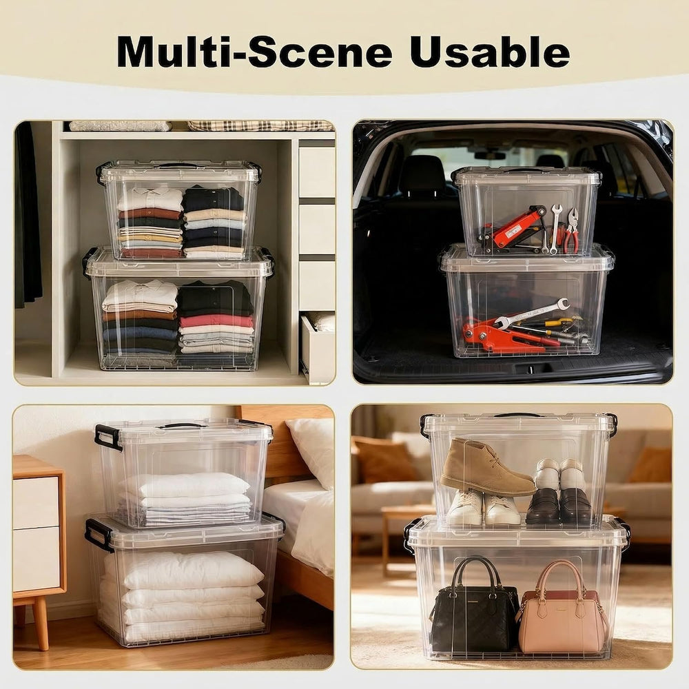 4 Pack 90 QT Plastic Storage Bins with Lids