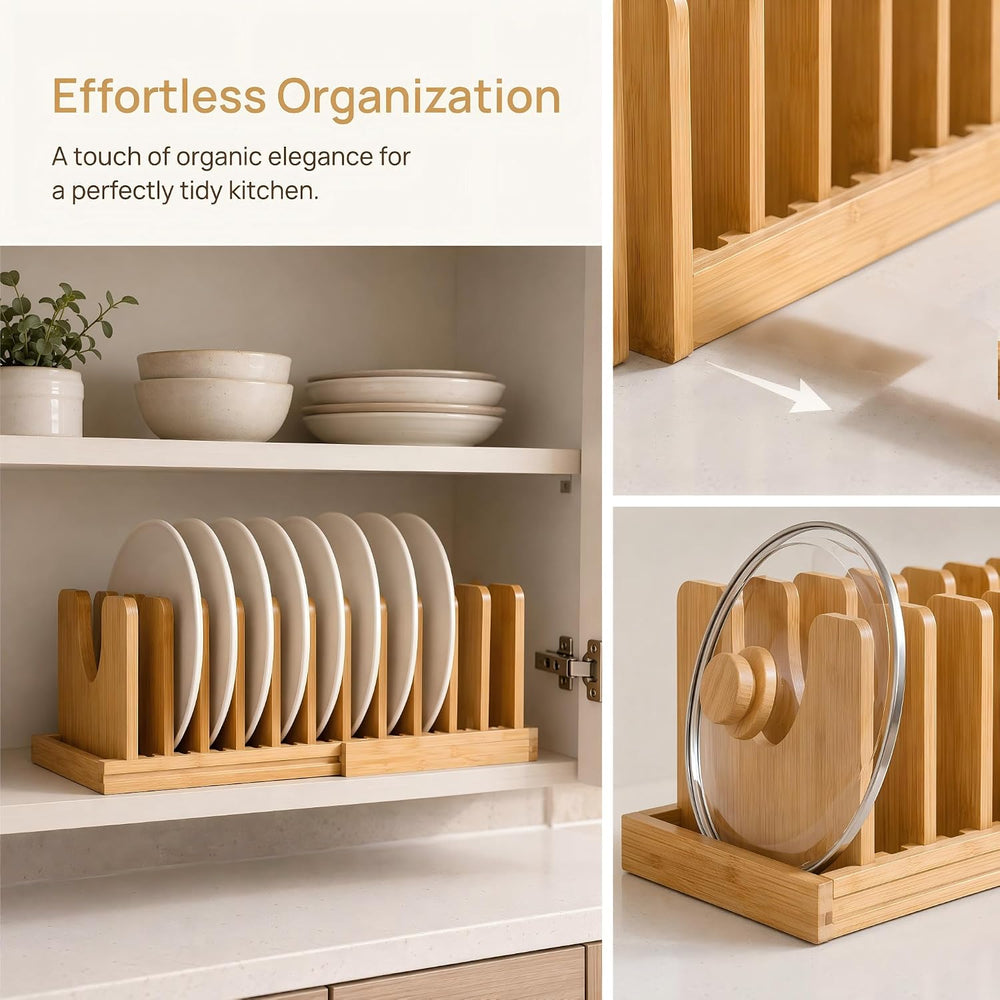 Expandable Bamboo Lid Rack & Drainer
