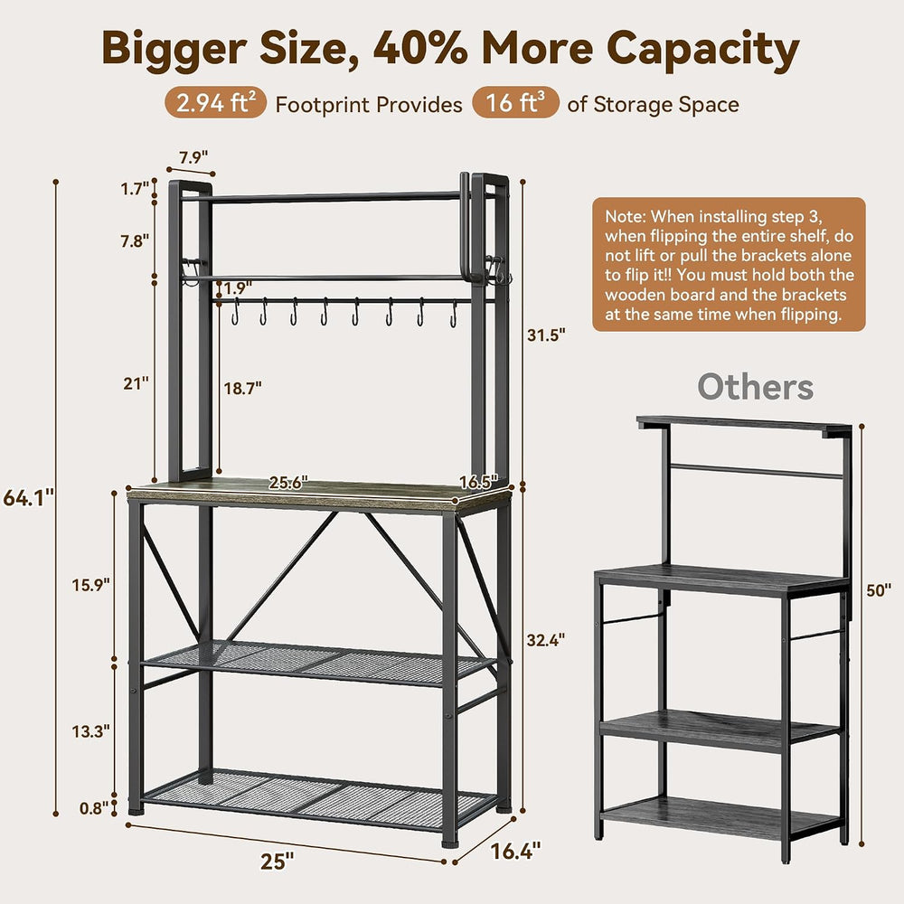 YASONIC Coffee Bar, Bakers Rack with Storage, 25.6 Inches Microwave Stand, 5 ...