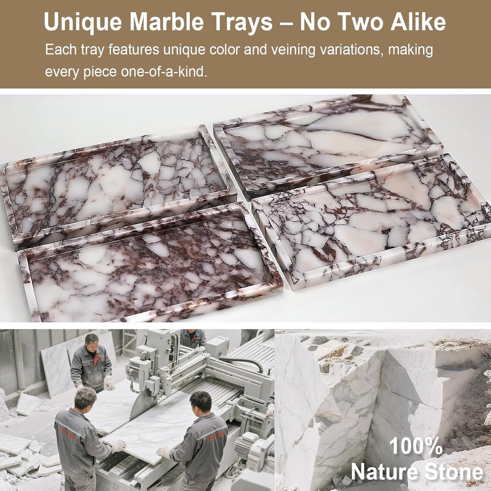 Natural Marble Vanity Tray - Moujings Genuine Marble Perfume Tray for Bathroo...