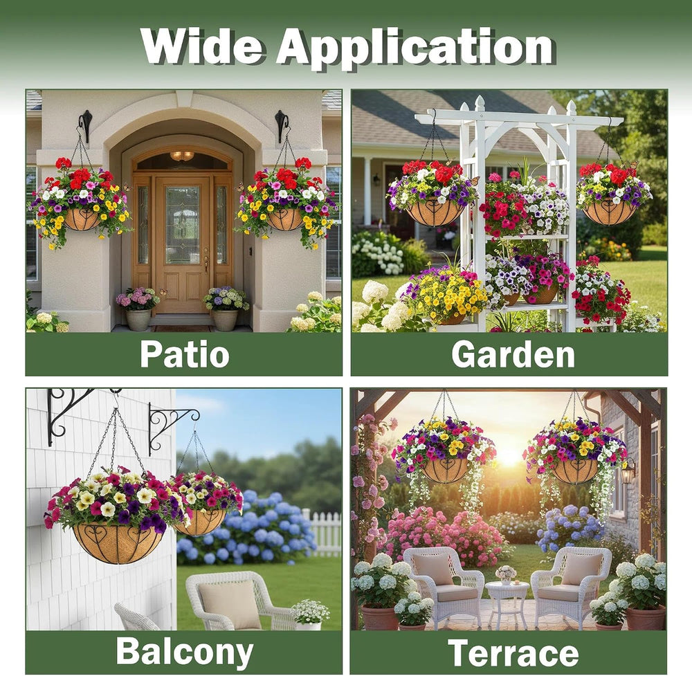 4 Pack 16 Inch Hanging Planters for Outdoor Plants, Metal Hanging Basket with...