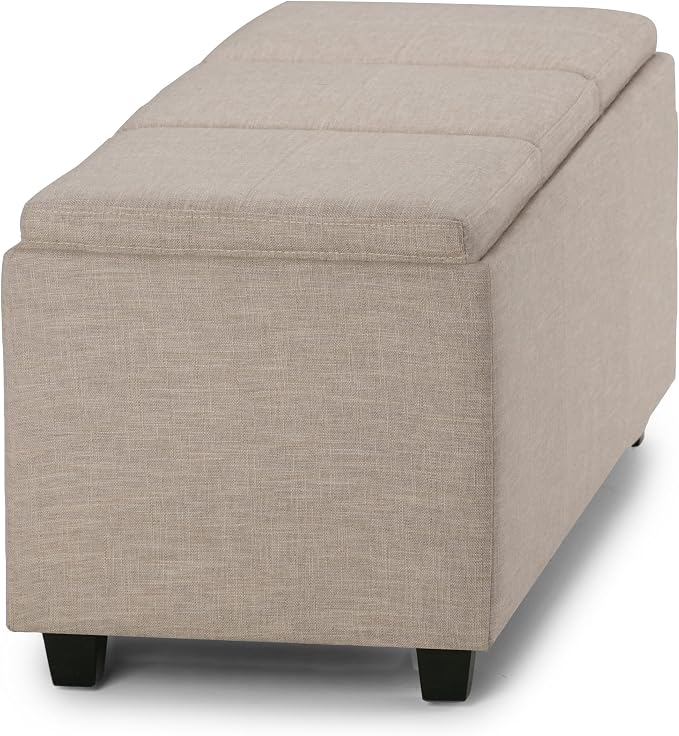 SIMPLIHOME Avalon 42 inch Wide Contemporary Rectangle Storage Ottoman in