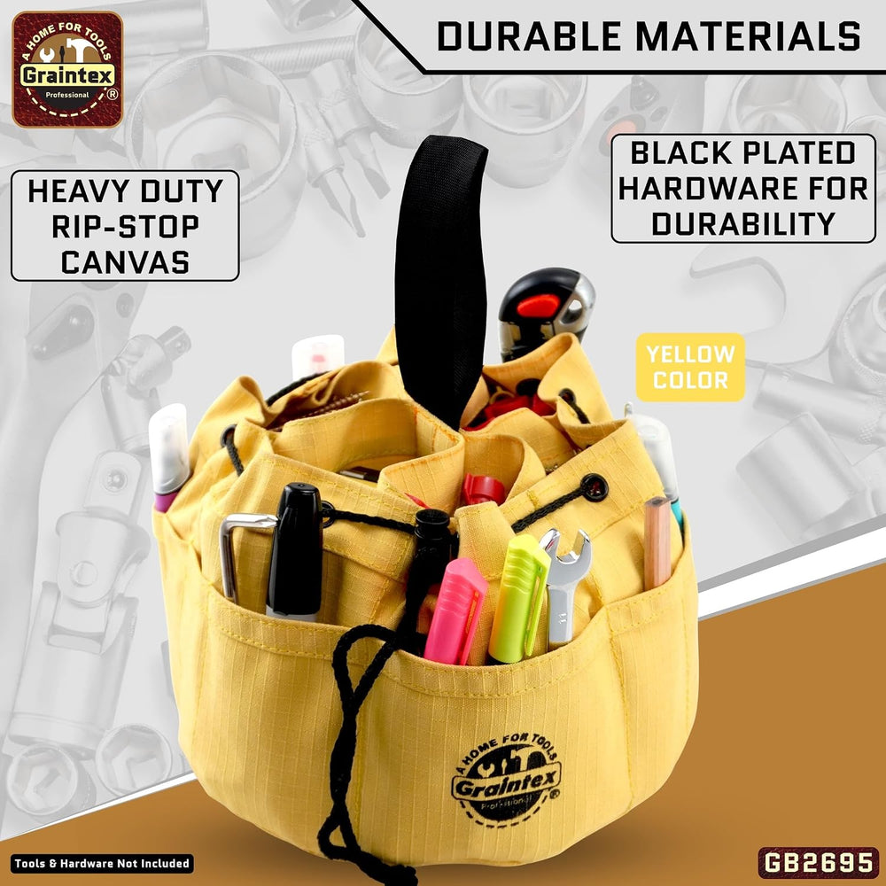 Graintex 18 Pocket Grab Bags Set of 3 Pcs Rip-Stop Canvas, Drawstring Closure...