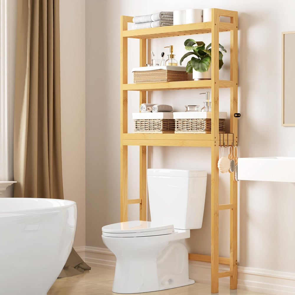 Smiry Bamboo Over The Toilet Storage Cabinet, 3 Tier, Natural