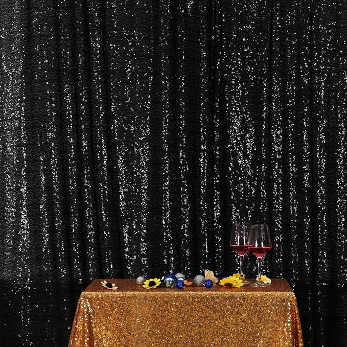 Poise3EHome Black Sequin Backdrop, 20Ft x 10Ft Glitter Photography Background...