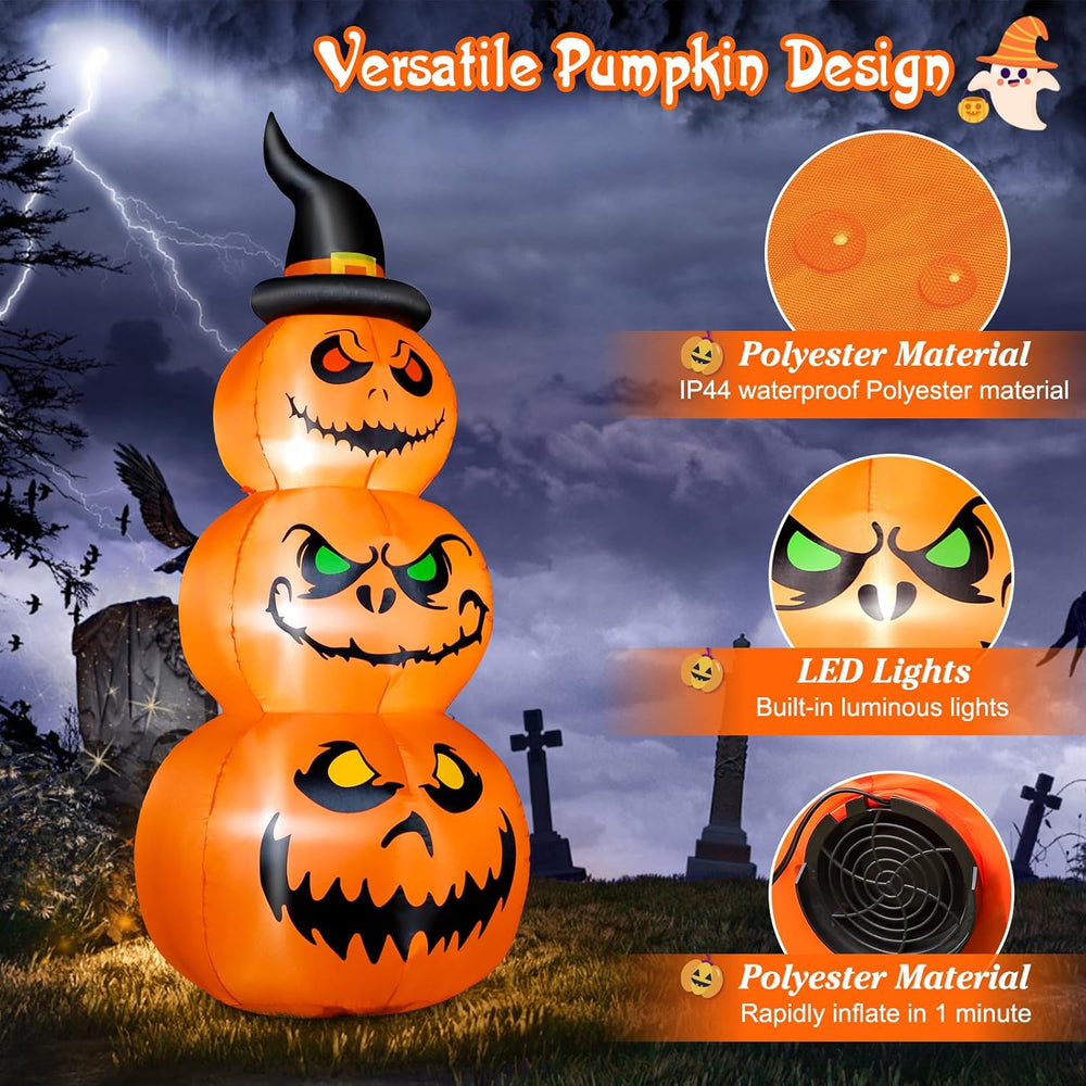 6 FT Halloween Inflatable Pumpkins Outdoor Yard Decorations, Blow up Pumpkins...