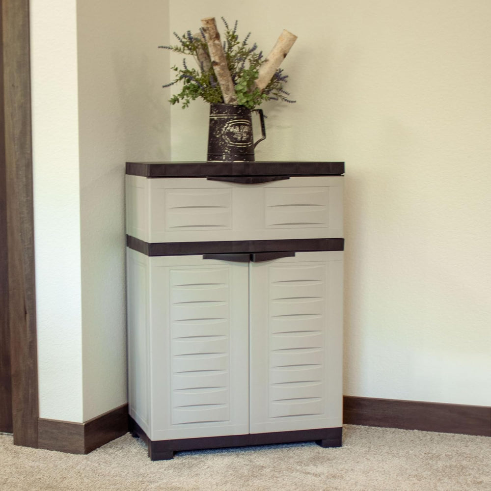 Sunnydaze 34.5" Garage Storage Cabinet with Adjustable Shelf, Gray