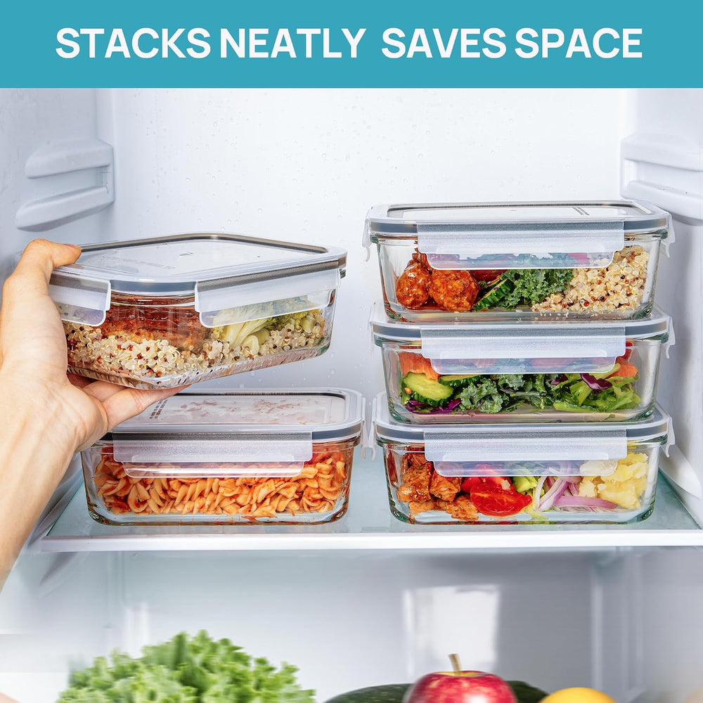 Vtopmart 5Pack 30oz Glass Meal Prep Container Sets with Lids, Grey