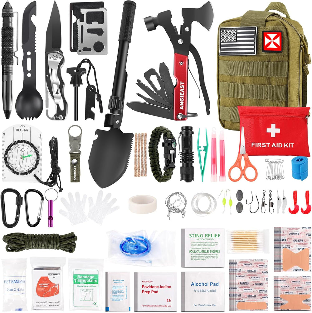 Survival Kit 256 in 1, First Aid Kit Survival Gear Tools Trauma Kit with Moll...