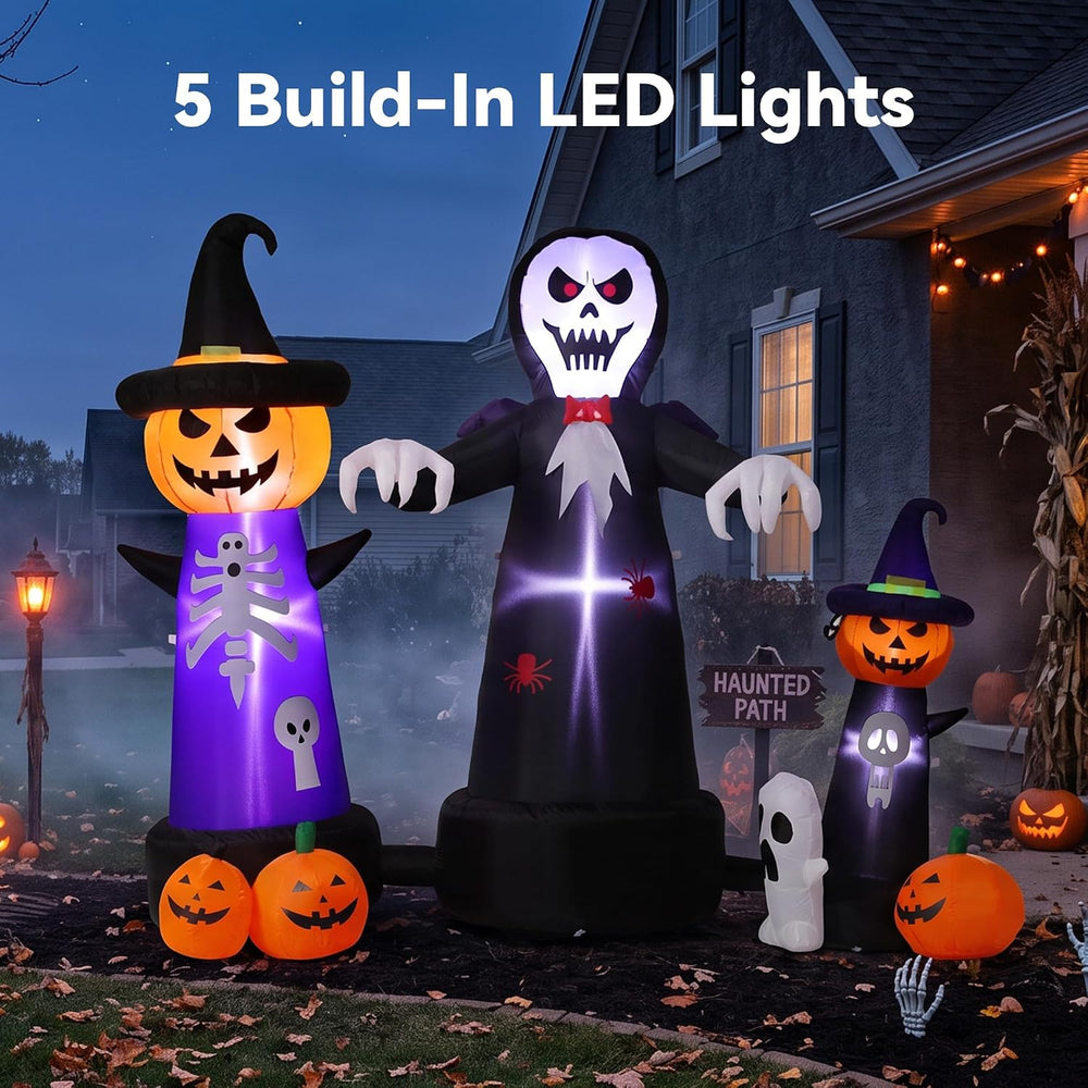 9FT Halloween Inflatables 7-in-1 Outdoor Yard Decoration with LED Lights