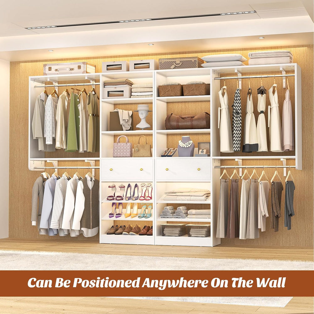 Closet System with Drawer - Reversible 5FT Wood Closet Organizer System with ...