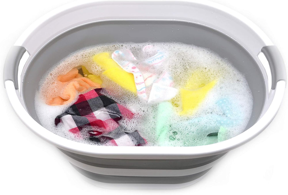SAMMART 34L(8.98 Gallon) Set of 2 Collapsible Plastic Laundry Basket-Oval Tub...