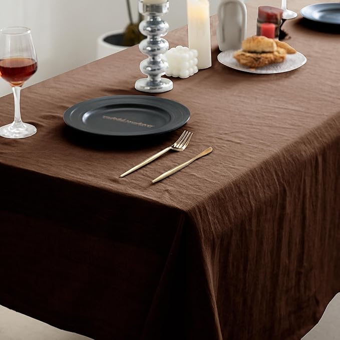 EVERLY 100% Pure Linen Rectangle Tablecloths 60x108Inches for Dining,Buffet P...