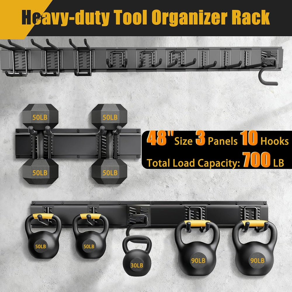 KOFANI 48IN 700LB Heavy Duty Garage Tool Organizer Wall Mount Storage Rack