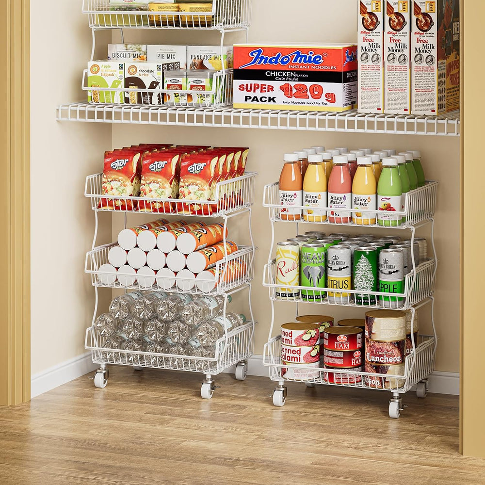 OKZEST Pantry Organizers and Storage Cart with Upgraded Metal Hub Casters