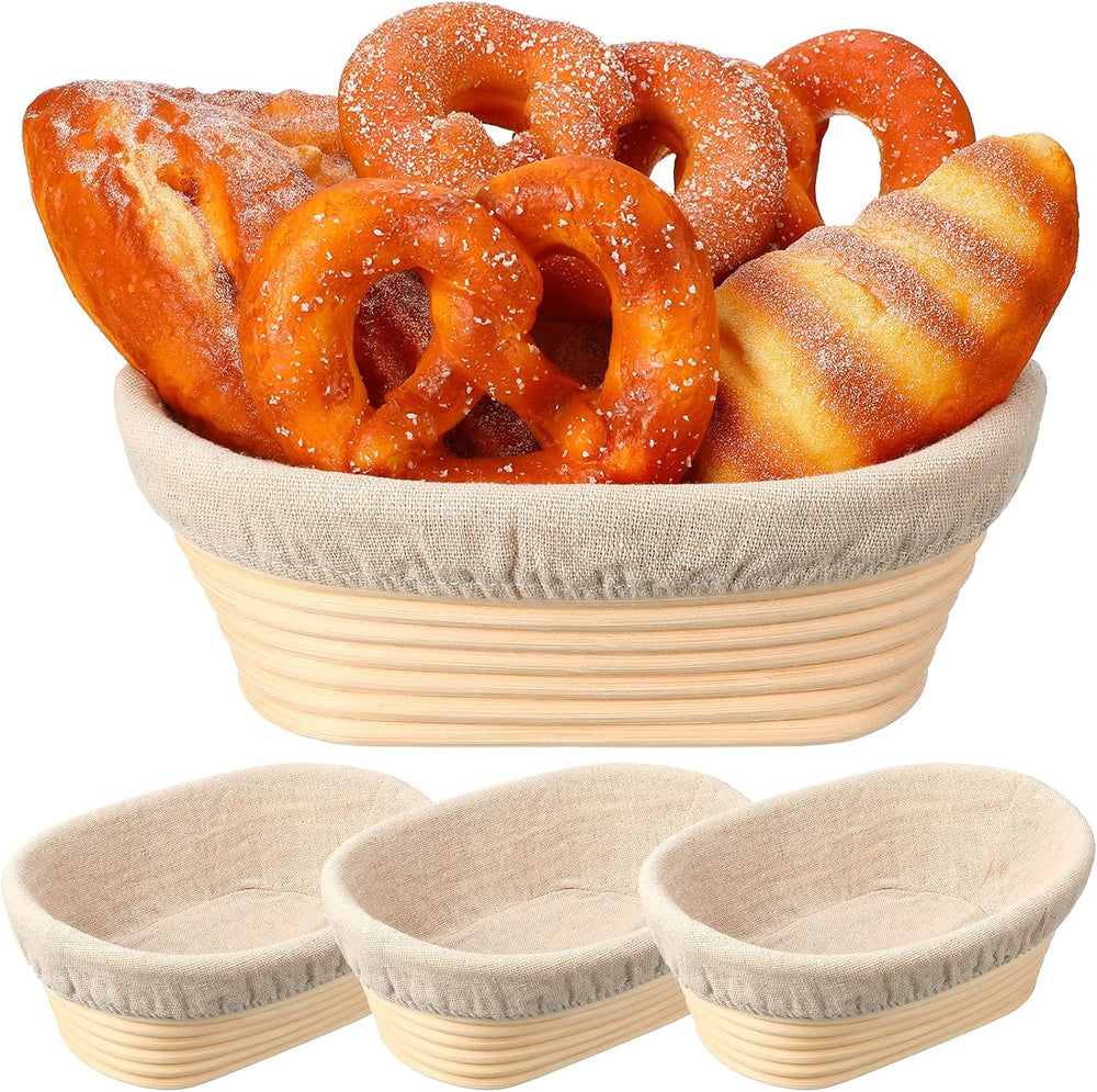Eboot 4 Pack Bread Proofing Basket, 8 Inch Oval Banneton with Liner