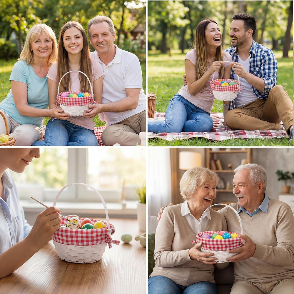 6 Pcs Woven Basket with Liner and Handle Bamboo Empty Gift Baskets for Fruit ...