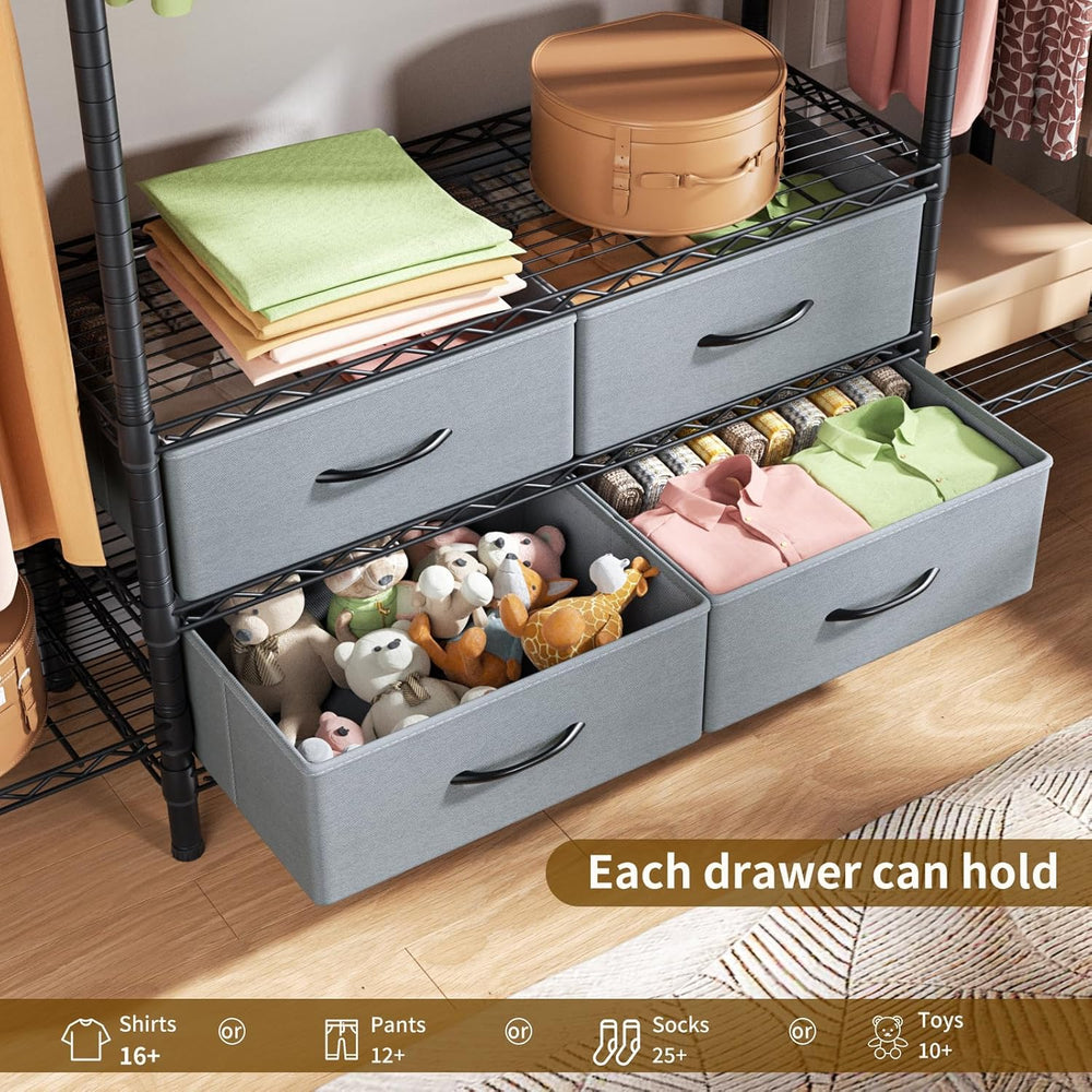Golpart Heavy Duty Clothes Rack Metal Wardrobe with Adjustable Wire Shelves