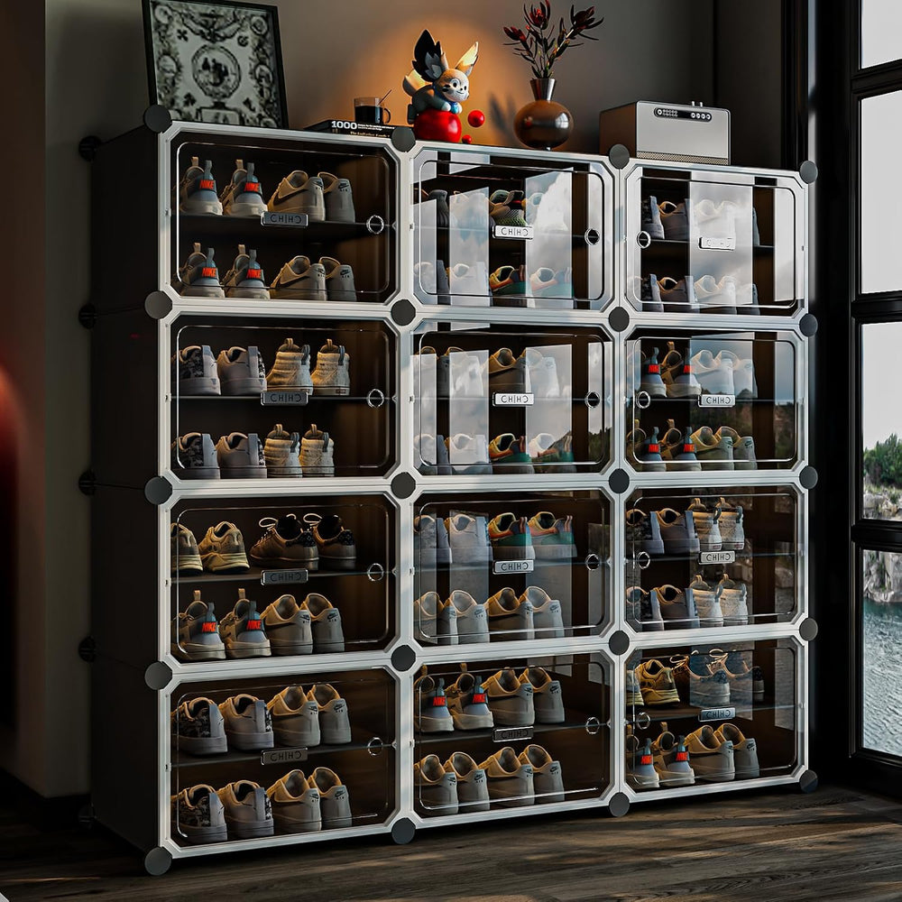 MAGINELS 8-Tier Shoe Rack,Expandable Plastic Shoe Cabinet. Shoe Storage with ...