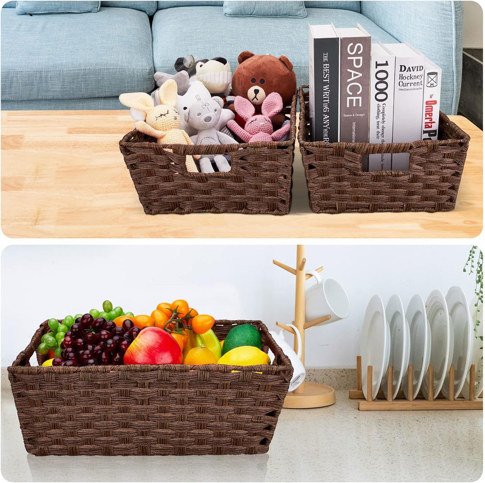 Onlytak Large Wicker Storage Basket, Metal Frame, Set of 2, Washable Waterpro...
